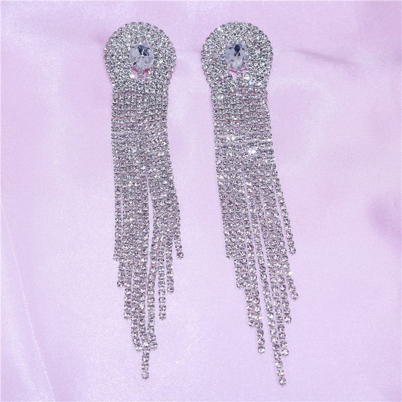 Lange kwastblauwe oorbellen voor dames, modieuze vergulde oorbellen met strass, prachtig en veelzijdig_voghion.com