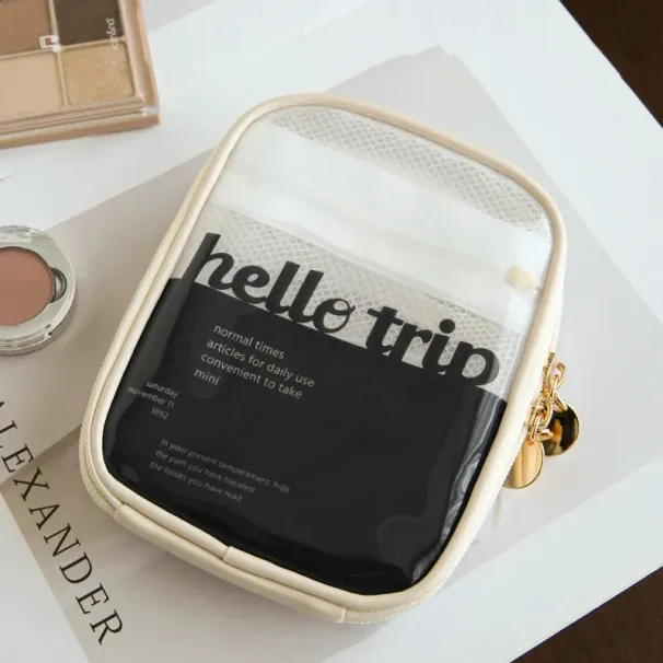 Mini caurspīdīgs ceļojumu organizators, mazs, jauks, preppy kosmētikas maisiņš, kosmētikas rāvējslēdzējs, tualetes piederumu uzglabāšanas sajūga monētu maciņš sievietēm_voghion.com