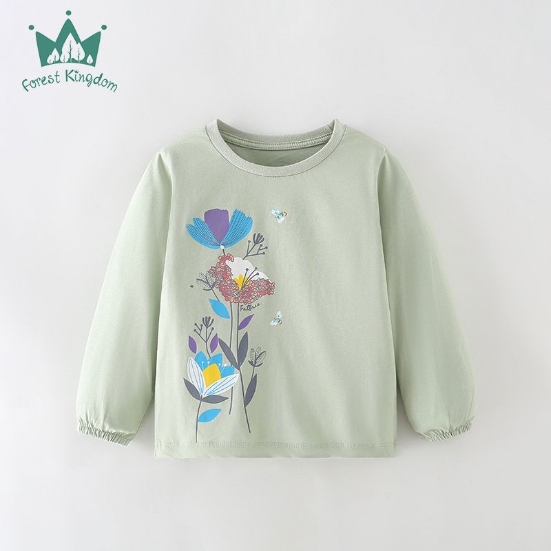 Camiseta de manga larga para niñas de otoño con flores bonitas de dibujos animados_voghion.com