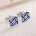 Gemelli per camicia blu in lega di metallo con strisce francesi quadrate alla moda_voghion.com