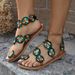 Damenschuhe Römische Ethnische Blume Strand Flache Sandalen Große Größe_voghion.com