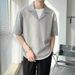 Unbeatable Quality Internet Celebrity Niche Cuban Neck T-shirt For Men's Ins Spring/summer Plain Short Polo Knit Loose Shoulder Sleeves_voghion.com