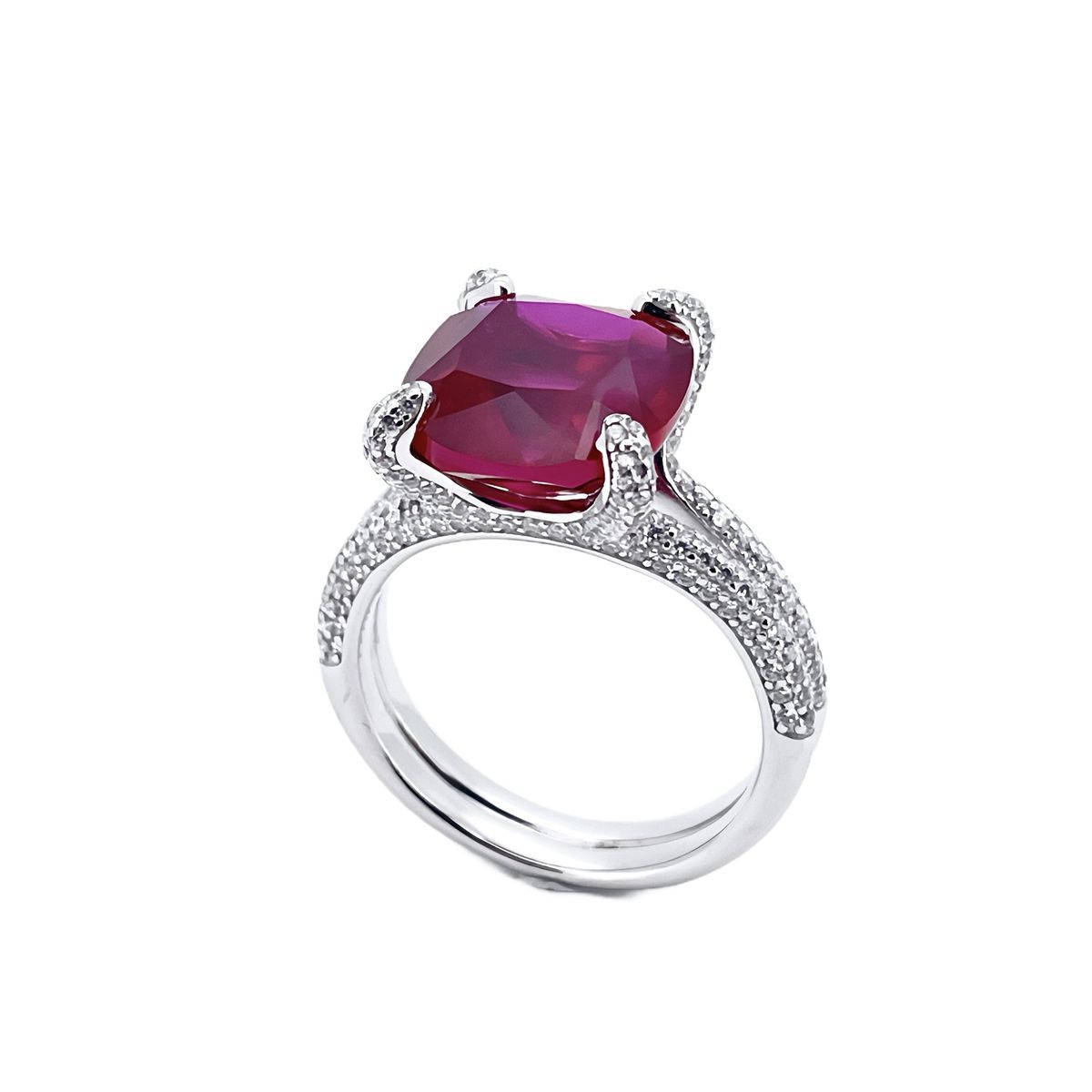 Anello verde smeraldo con atmosfera di lusso leggero Anello indice in argento S925 con smeraldo sintetico intarsiato_voghion.com