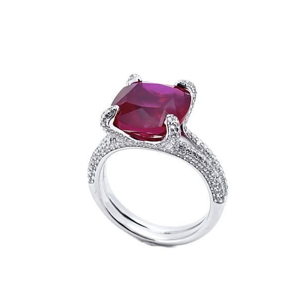 Anello verde smeraldo con atmosfera di lusso leggero Anello indice in argento S925 con smeraldo sintetico intarsiato_voghion.com