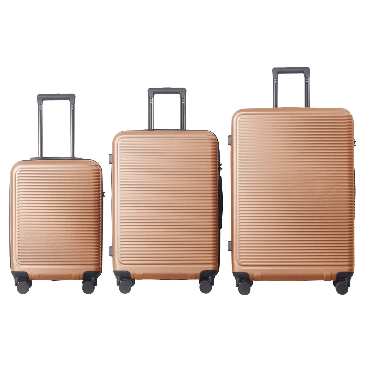 Luggage Sets ABS Hardshell 3pcs Luggage, Lightweight Durable Suitcase Sets Spinner Wheels Suitcase With TSA Lock 20''24''28'' Available(Brown)_voghion.com