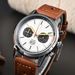 Chronograph Men's Casual Five-Hand Multi-Function Waterproof Luminous Leather Strap Quartz Watch_voghion.com