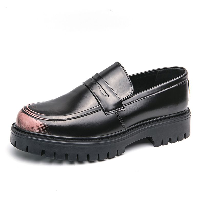 2025 Spring And Autumn Bright Face One Step Stepping Thick Bottom Height Increasing Leather Driving Casual Lazy Pink_voghion.com