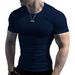 Heren ronde hals casual muscle T-shirt korte mouw effen gym T-shirt slim fit lichtgewicht T-shirts_voghion.com