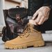 Martin Boots Men's High-top Tooling Boots Leather Retro Style Big Yellow Boots Can't Be Kicked Badly_voghion.com