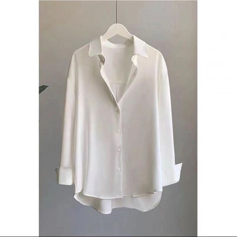 Damenbekleidung Neues Damen-Acetat-Satin-Satin-Shirt Koreanisches High-End-Design Nischentemperament_voghion.com