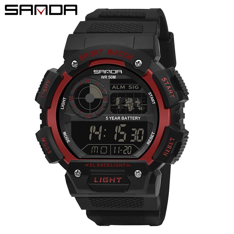 Digital Sports Watch With Multifunction, Waterproof, Night Light, Stopwatch, Alarm, And Durable Resin Strap Waterproof Luminous Watch_voghion.com