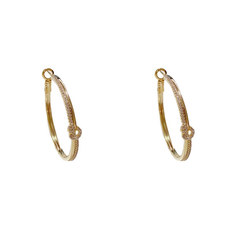 Orecchini a cerchio con zirconi in stile minimalista, unici, alla moda, con ago in argento, eleganti, semplici e versatili._voghion.com