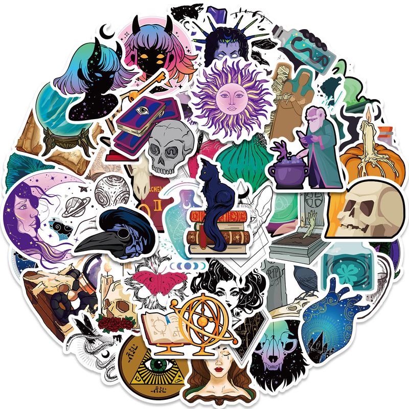 Stationery Sticker medieval magic witch black cat crow magic hat musical instrument skateboard stickers through cross-border new stickers_voghion.com