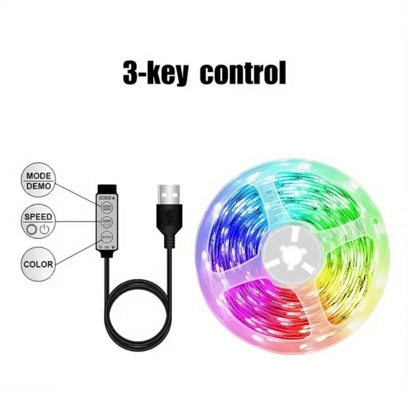 5050 RGB LED Strip Lights With 24-Key IR Bluetooth Remote, 5V USB TV Backlight, Waterproof & Dimmable For Home Entertainment​_voghion.com