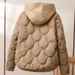 Women's Short Puffer Jacket With Knit Panel Design, Premium White Duck Down Hooded Coat For Winter (Beige, Khaki, Black)_voghion.com