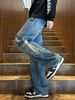 Einzigartiges Design im amerikanischen Stil mit mehreren Taschen für Herren im Frühling und Herbst, neue lockere, gerade Jeans mit weitem Bein_voghion.com