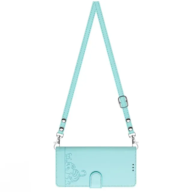 Umhängegurthülle für Samsung Galaxy S24 Ultra S23 Plus S22 S21 S20 FE A55 Süße Katze Leder Flip Wallet Kartenhalskette_voghion.com