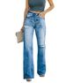 Women's Wash Ripped Loose Straight Jeans_voghion.com