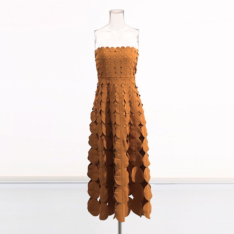 ​​"Elegant High-Waisted Maxi Dress With Cutout Detailing – Breathable Polyester Blend, A-Line Silhouette, Sleeveless Summer Dress For Women_voghion.com