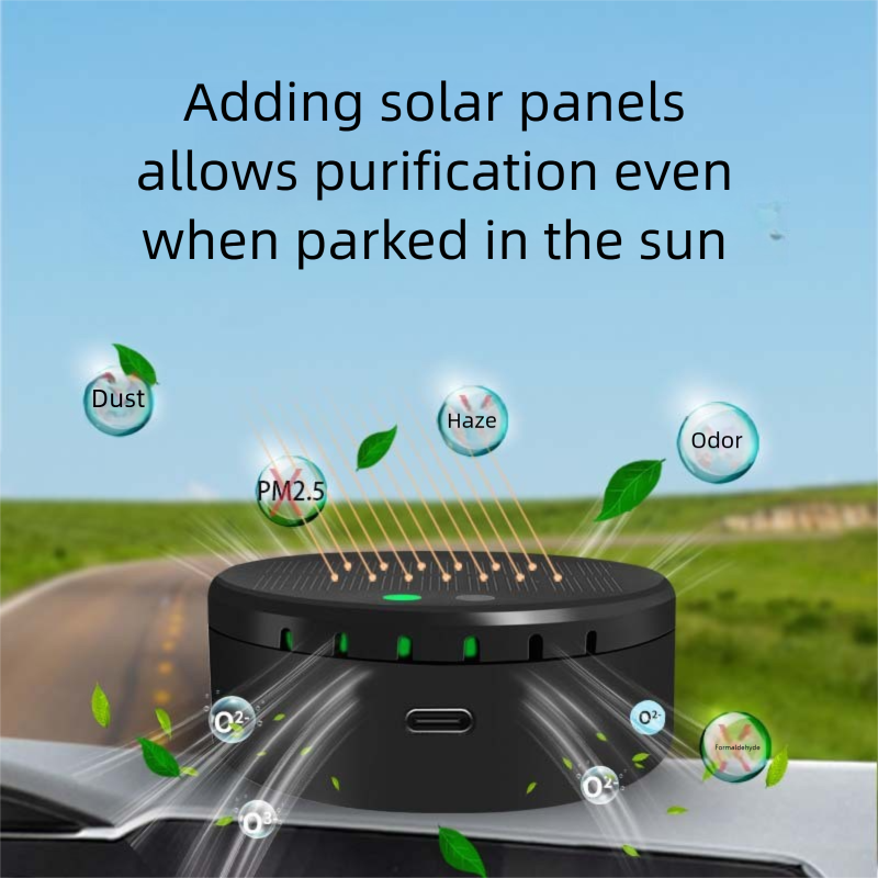 Solar Car Air Purifier, USB Deodorizer For Food Pet Formaldehyde & Secondhand Odor, Portable Vehicle Freshener_voghion.com