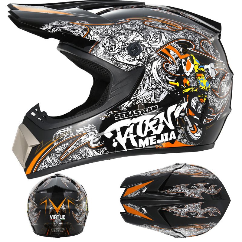 Electric helmet Men's full cover racing motorcycle helmet Mountain downhill helmet glove goggles_voghion.com