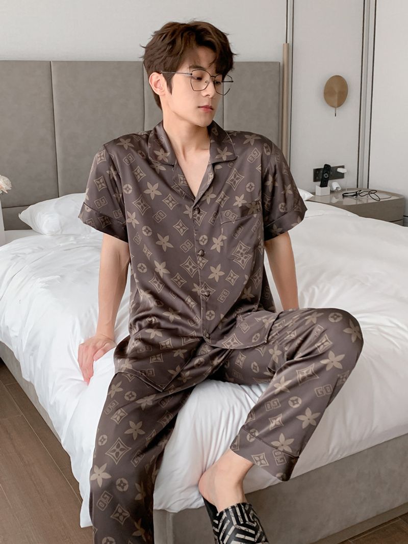 Spodní prádlo & Sleepwears luxusní pár pyžama jarní a letní ledové hedvábí s krátkým rukávem tenké hedvábné domácí oblečení_voghion.com