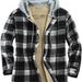 Flannel Shirt Jacket Men's Wool Hoodie Sherpa Lining Plaid Button-Down Sweatshirt For Fall/Winter_voghion.com