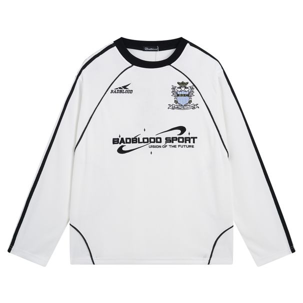 Maglietta casual coreana alla moda, in jersey, a maniche lunghe, stile americano, con lettere ricamate, ampia scollatura rotonda, per donna_voghion.com