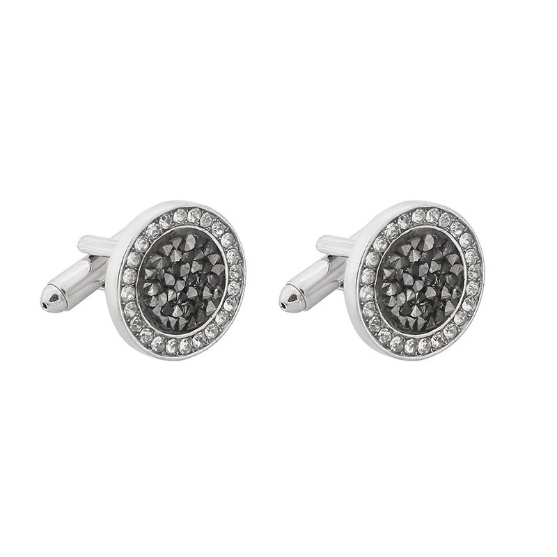 new creative round diamond crystal agate cufflinks French shirt cuff nails cufflink_voghion.com