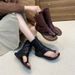 Fashion Belt Buckle Casual Genuine Leather For Women 2025 Summer New Slip-On Toe Flat Boots Roman Sandals_voghion.com