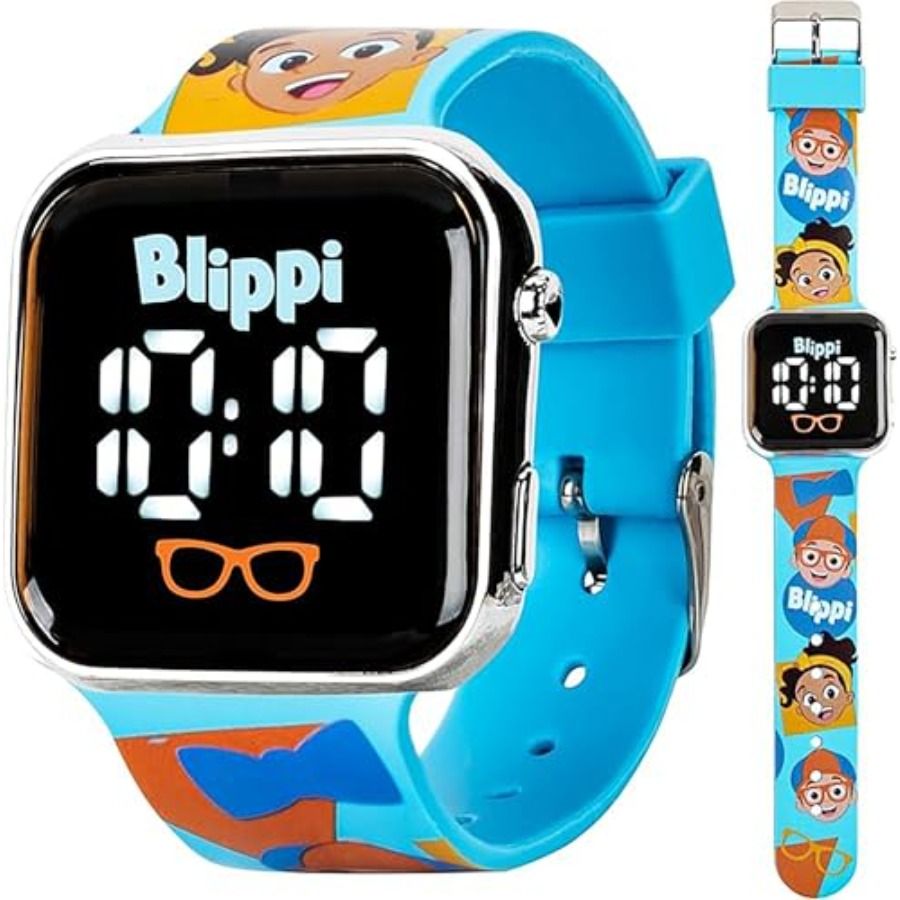 Blippi LED Watch Interactive Teaching Tool With Fun LED Lights Durable Blue Strap Educational Screen Time_voghion.com