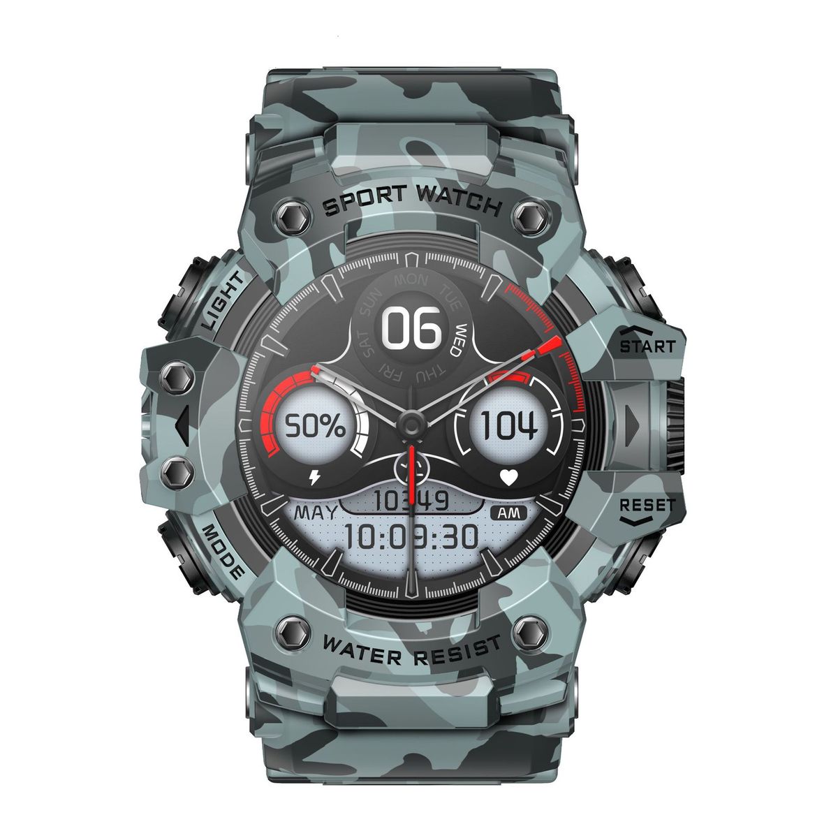 Inteligentny zegarek sportowy z funkcją inteligentnego przypomnienia, pulsometrem, tlenem we krwi, snem i latarką_voghion.com