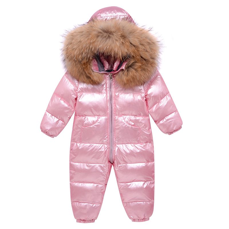 ​Baby Winter Puffer Jumpsuit - Warm & Soft Hooded Snowsuit For Boys & Girls (80-100cm, Pink/Black/Beige/Silver)​_voghion.com
