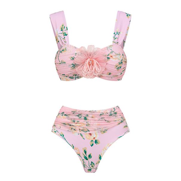Süßes rosa Bikini-Set mit Blumenmuster und Rüschen für Damen – Mini-Zweiteiler für den Strandurlaub_voghion.com