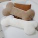 Bone Shaped Large Premium Plush Pillow For Dogs And Cats With Soft Short Plush Fabric In Caramel Almond And Creamy White Colors Comfort For Cozy_voghion.com