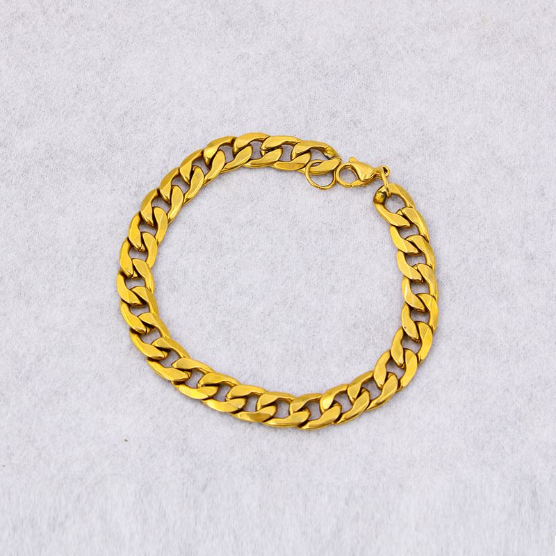 Collana con catena cubana in acciaio inossidabile con bordo NK da 9 mm, dominanza maschile, in titanio, placcata in oro genuino sottovuoto YS41_voghion.com