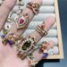 Exaggerated Personality Colorful Micro Paved Zircon Geometric Light Luxury Versatile Color-Retaining Fashion Ring_voghion.com