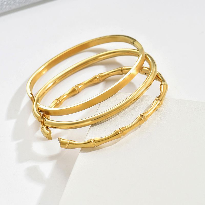 3 teile/satz Edelstahl Gold Armband Set Mit Diamant Nägel High End Vier Kleeblatt Armband Gold Armreifen_voghion.com