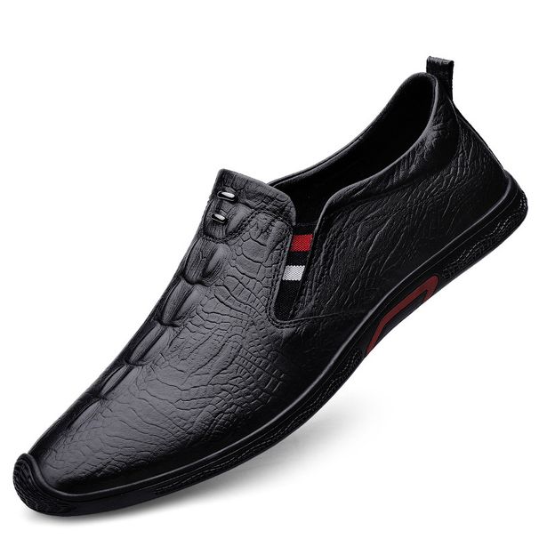 Herrenschuhe, Herren-Freizeitschuhe aus Leder, Mütze mit Krokodilmuster_voghion.com