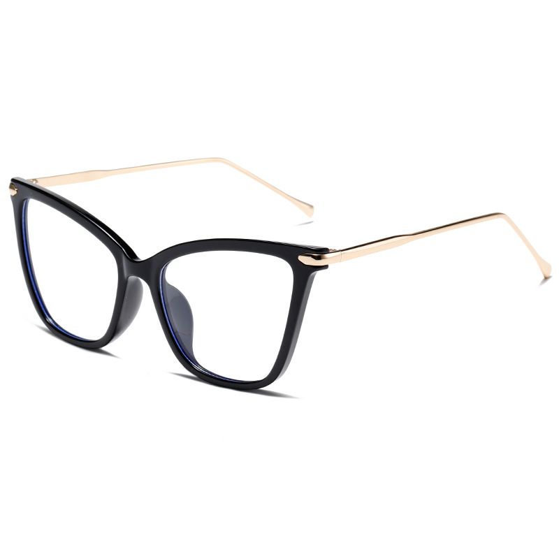 Cat's eye metal anti-blue light glasses retro fashion flat light frame trend men and women_voghion.com