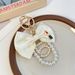 Fashion Korean Version 5-Word Pearl String Lipstick Bow Car Bag Pendant Girl Keychain Ring_voghion.com