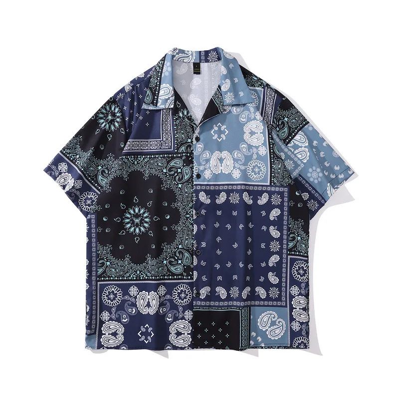 CT Sommer Herren Strand Casual Kurzarm 3D Digitaldruck Umlegekragen Hawaiihemd Shorts Set_voghion.com