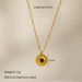 French Retro Sunflower Natural Stone Pendant Necklace Female Fashion Simple O Shaped Chain Gold Plated Stainless Steel Clavicle Chain_voghion.com