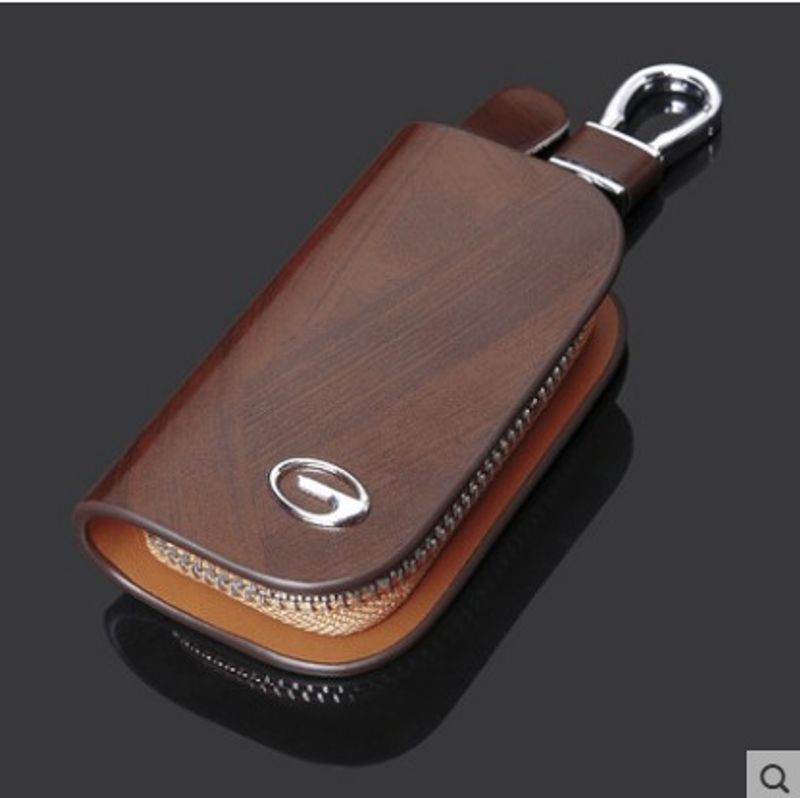 Peach wood grain genuine leather car bag, GAC Trumpchi  Changan logo universal key bag_voghion.com