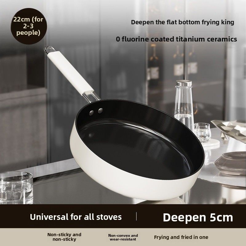 Titanium Ceramic Non-Stick Kitchen Dual-Use And Stir-Frying Flat Bottom Frying Pan Gas Stove Induction Cooker Universal_voghion.com