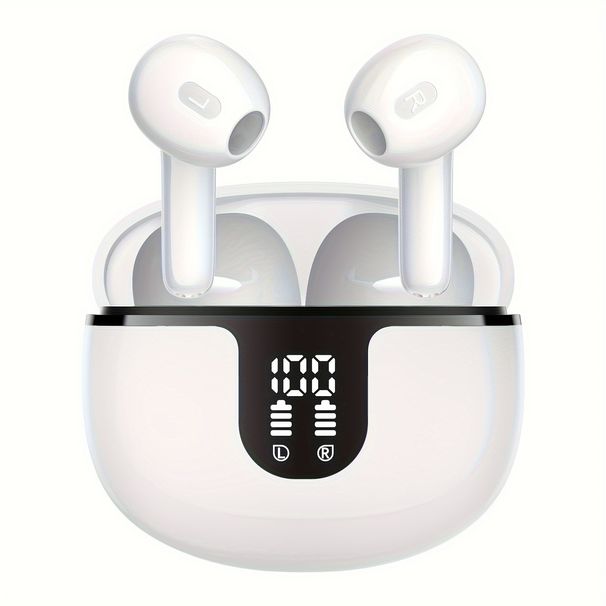 Wireless Earbuds Headphones, 40H Playtime Stereo Ear Buds, LED Power Display Cordless In-Ear Earphones With Microphone_voghion.com