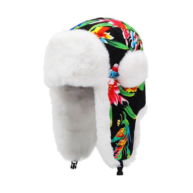 National wind retro northeast cotton hat men big flower cloth children Lei Feng hat women lovely winter ear protection riding_voghion.com