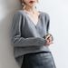 Women's Cardigan Jacket New Spring And Autumn V-Neck Striped Thin Long Sleeve Knitted Short Loose Outer Sweater_voghion.com