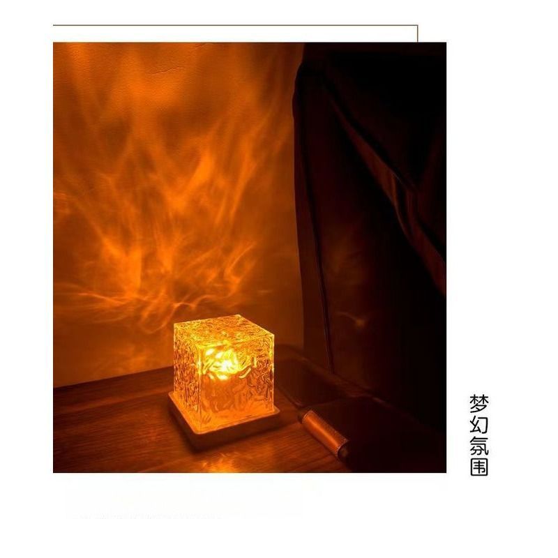 Water Wave Room Atmosphere Bedroom Night Light INS Aurora Mood Dynamic Rotating Bedside Lamp_voghion.com