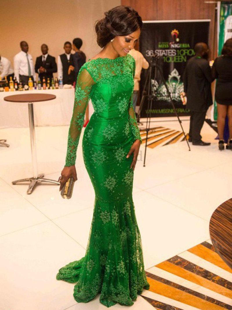 Women's Clothing New R Women's Clothing Long Sleeved Transparent Lace Dress Mopping Evening Dress New_voghion.com